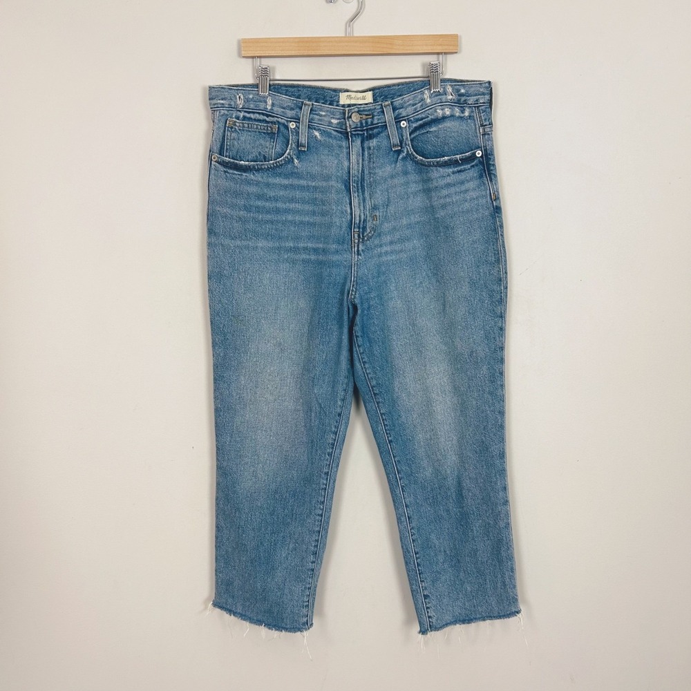 Madewell The Momjean Straight Leg Jeans Raw Hem Size 31 Women's